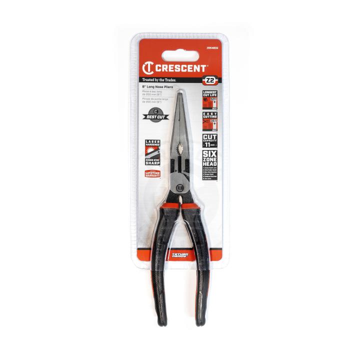 200mm (8") Dual Material Long Nose Pliers Z6548CG by Crescent