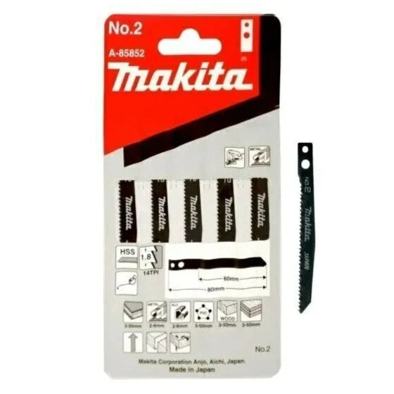 5Pce Wood / Aluminium / Metal Cutting Jigsaw Blades No. 2 A-85852 by Makita