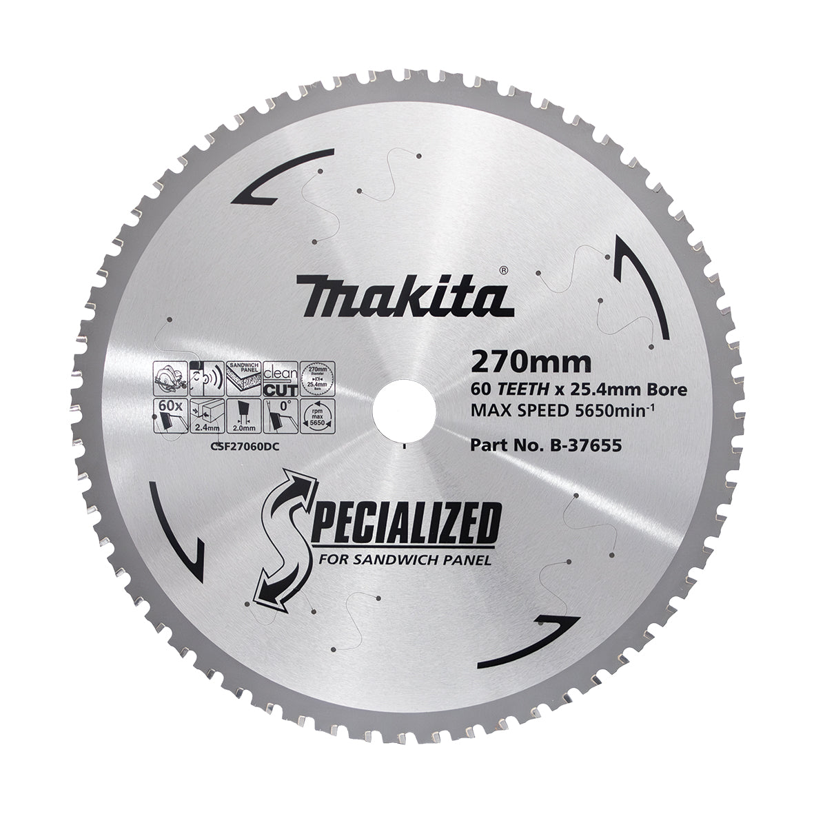 Makita 270mm x 25.4mm x 60T TCT Coolroom Panel Circular Saw Blade B-37655