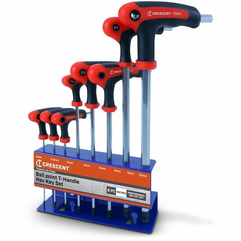 Crescent 8Pce Metric Ball Point T-Handle Hex Key Set CHKT8