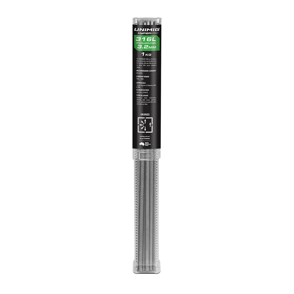 Unimig Hyperarc 316L Stainless Steel Electrodes 3.2Mm 1Kg U63022