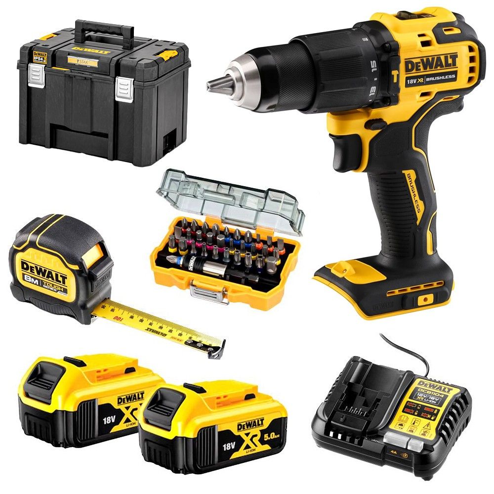 18V 5Ah Brushless Hammer Drill Kit DCZ100P2KT-XE by Dewalt