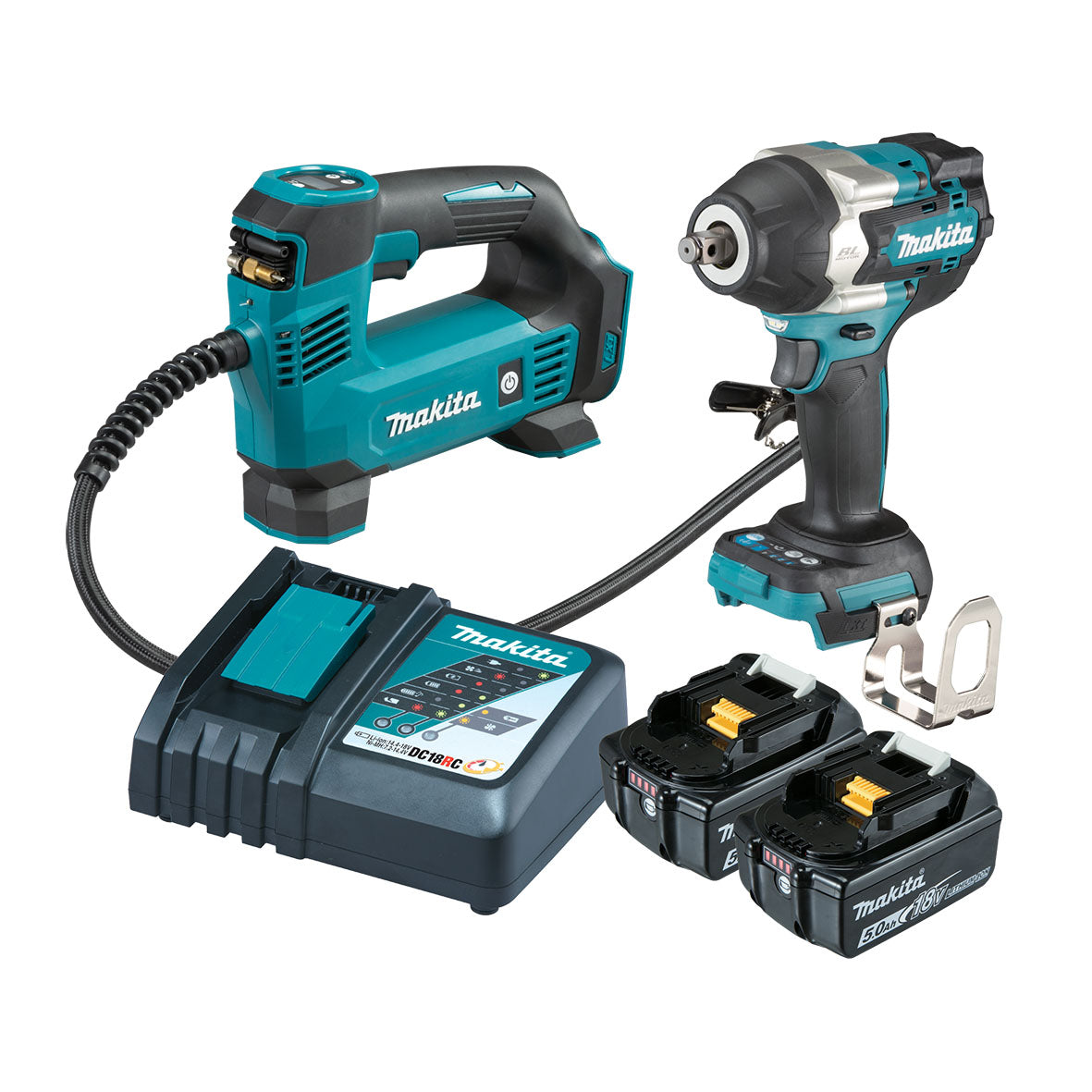 Makita 18V Brushless 2Pce Impact Wrench and Inflator Kit DLX2586T