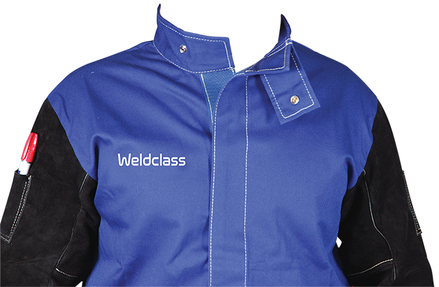 Jackets PROMAX BF3 Blue FR with Leather Sleeves Weldclass