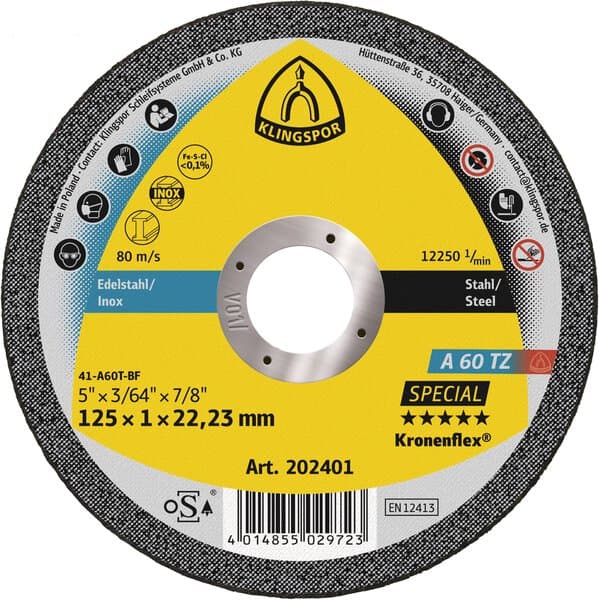 Klingspor Kronenflex® 125mm Cut-Off Wheel for Stainless Steel, Steel 202401