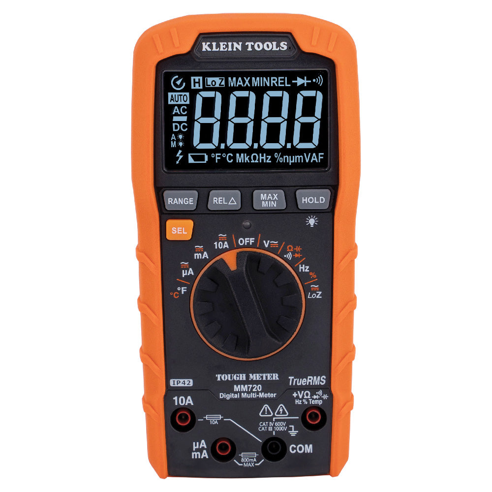 Klein Digital Multimeter 1000V TRMS Auto-Ranging /Temp / Low Impedence MM720