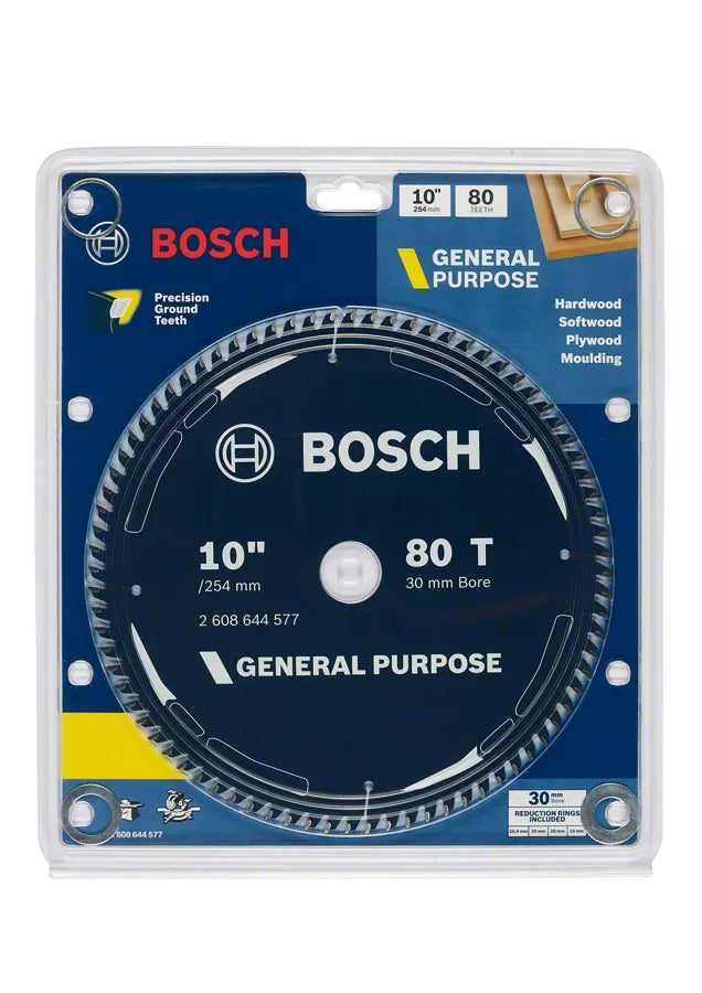 Bosch 254mm (10") x 30 x 80T General Purpose Circular Saw Blade 2608644577