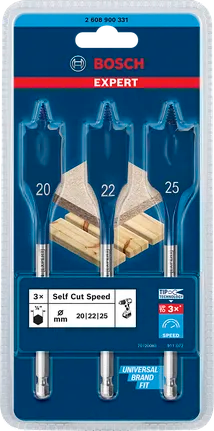Bosch EXPERT 3Pce Self Cut Speed Spade Drill Bit Set 2608900331