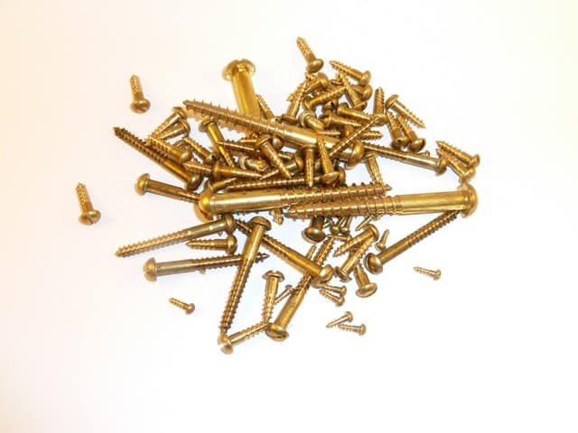 6G x 25mm (1") Solid Brass Slotted Round Head Wood Screws (100Pce) SBWS62