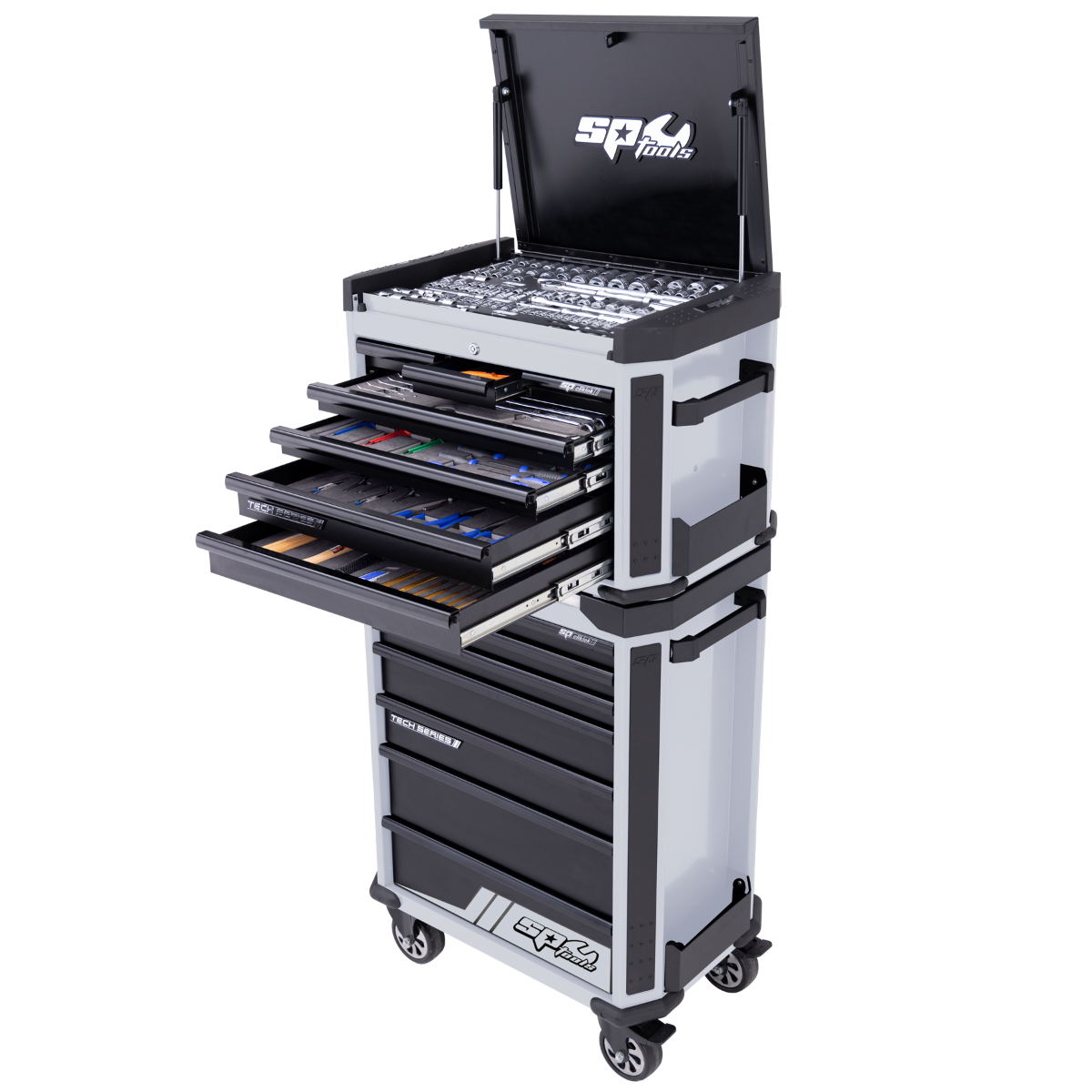 SP Tools Tech Series 306Pce Metric Tool Kit Combo With EVA Foam Trays | Diamond Black, Light Grey, or Orange