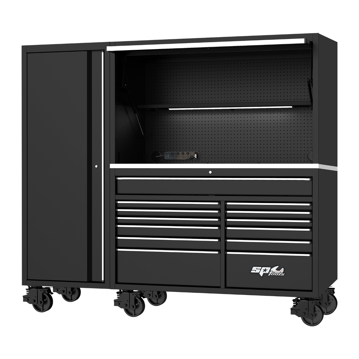 SP Tools USA Sumo Series 86" Roll Cab, Power Hutch and Side Cabinet 730Pce Metric and SAE Tool Kit SP50815