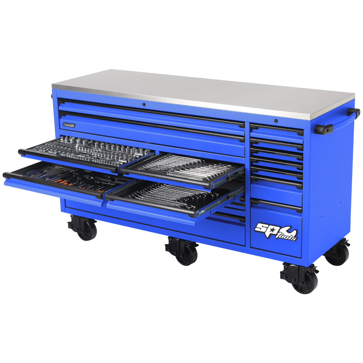 SP Tools 73" USA Sumo Series Roller Cabinet 465Pce Metric and SAE Tool Kit SP50827
