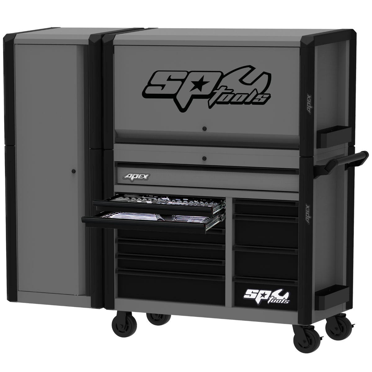 SP Tools 278Pce Metric and SAE 69" Apex Series Power Hutch Workstation Combo with EVA Foam Trays SP53002GY
