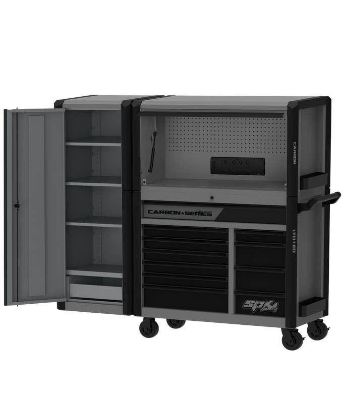 SP Tools Power Hutch Tool Kit Combo with Side Cabinet 278Pce - Metric & SAE SP59562X *Limited Edition Carbon Series*