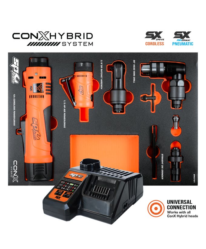 SP Tools ConX Hybrid Core Mechanic Cordless & Pneumatic Interchangeable Multi-Tool System Kit SP83781