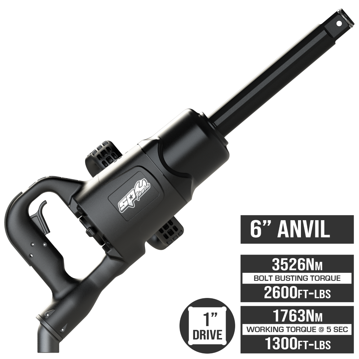 SP Tools 3526Nm 1”Dr Air Impact Wrench | 2" or 6" Anvil SP9870