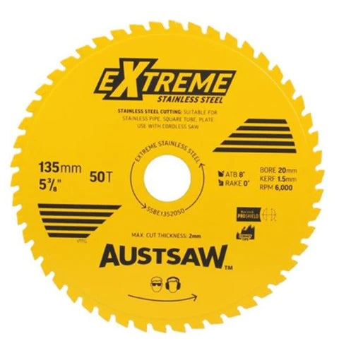 Extreme Stainless Steel Blade 135mm x 20 x 50T SSBE1352050 by Austsaw
