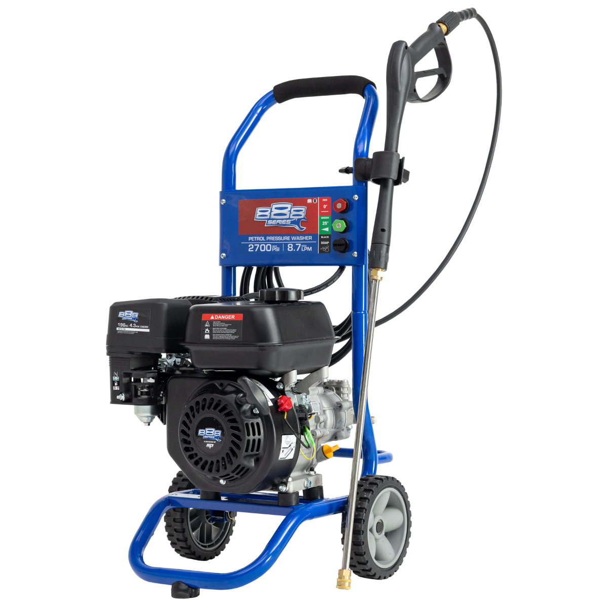 SP Tools 888 Series 2700PSI 8.7LPM Petrol Pressure Washer with Bonus 15" Patio Cleaner T8240PLE