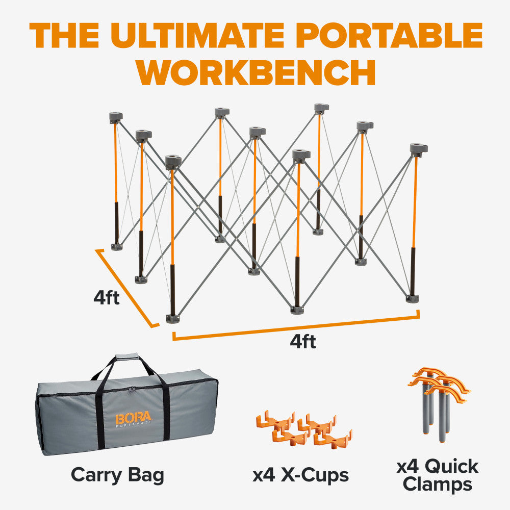BORA Centipede 4ft x 4ft Folding Work Table Set CK9S