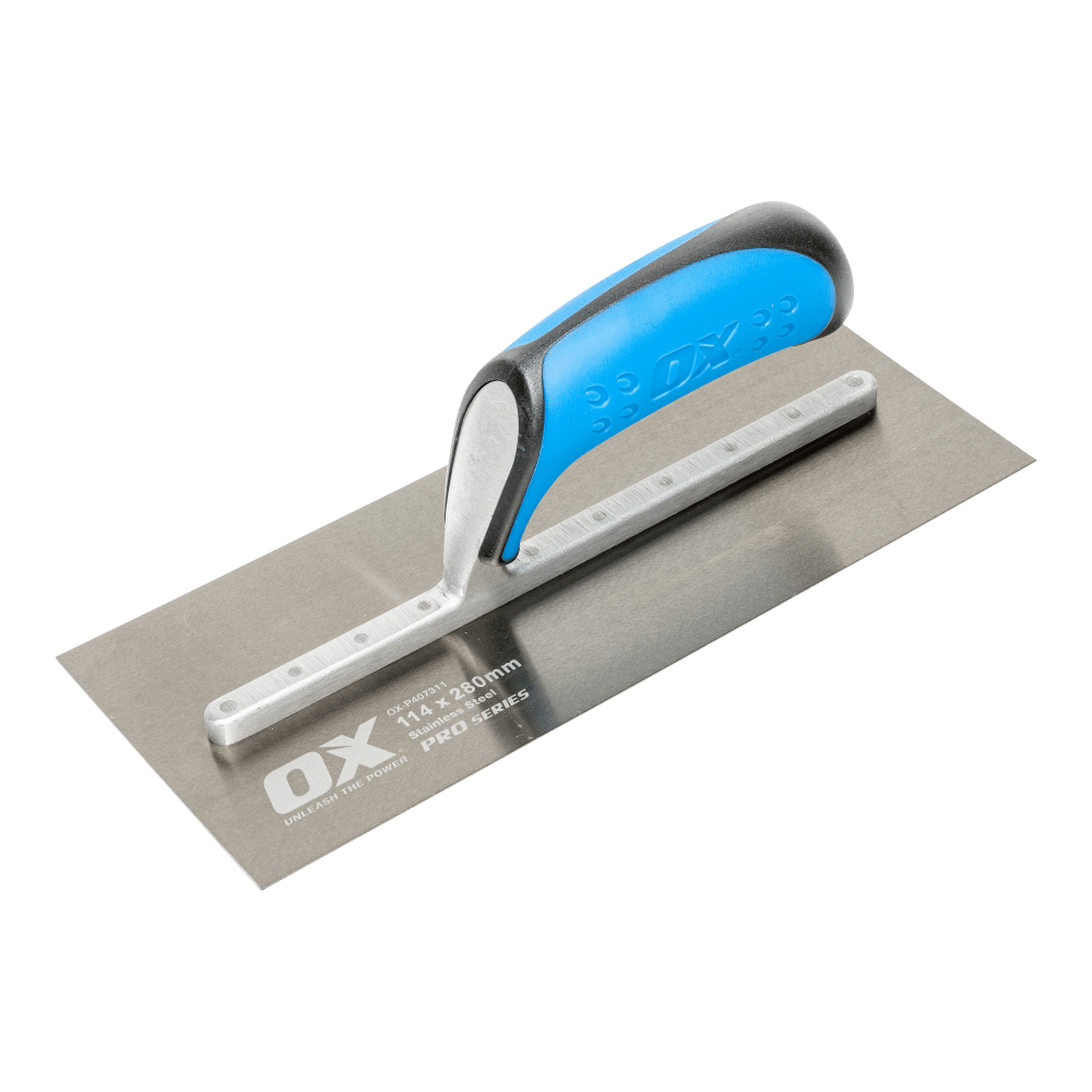 OX Pro Golden Steel Plastering Finishing Trowel with Rubber Grip OX-P407311 / OX-P407314