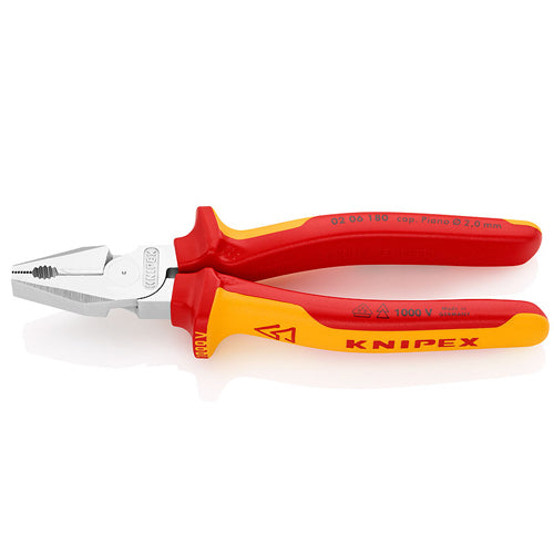 180mm Insulated High Leverage Combination Pliers 0206180SB by Knipex
