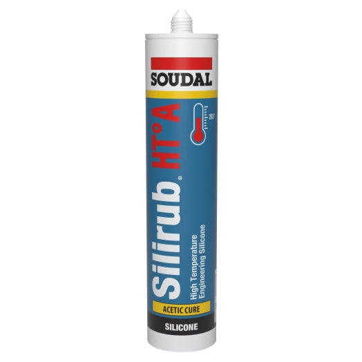 310ml Cartridge of Silirub HT°- High Temperature Resistant Silicone in Black 108265 by Soudal