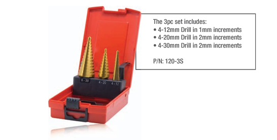 TiNite Coated Drill Stepped Set 120-3S by Intech