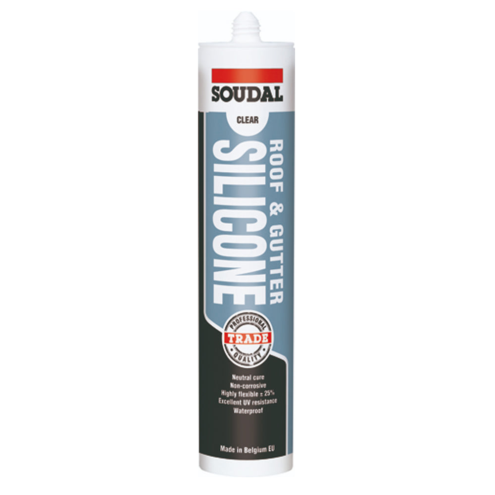 300ml Cartridge of Roof &amp; Gutter Silicone in Grey 127778 by Soudal