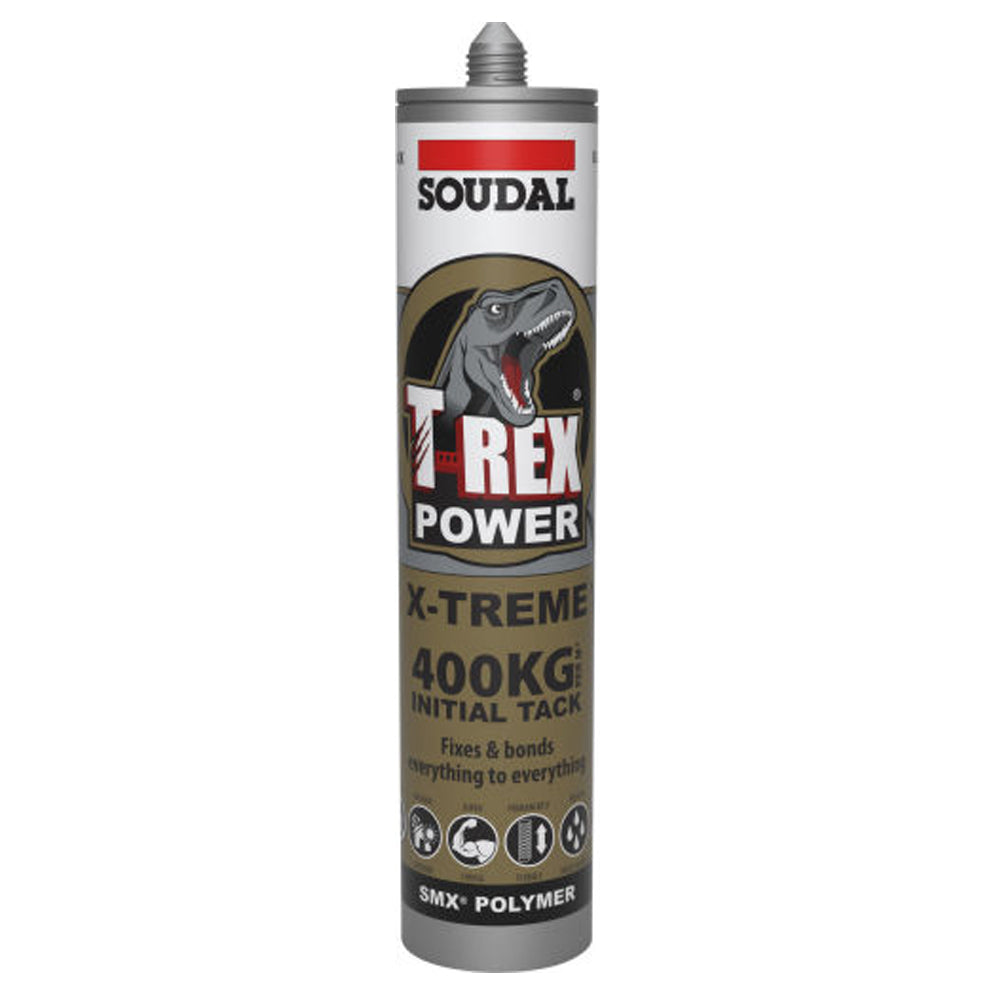 290ml Cartridge of T-Rex Power Extreme Adhesive Sealant in Black 134842 by Soudal