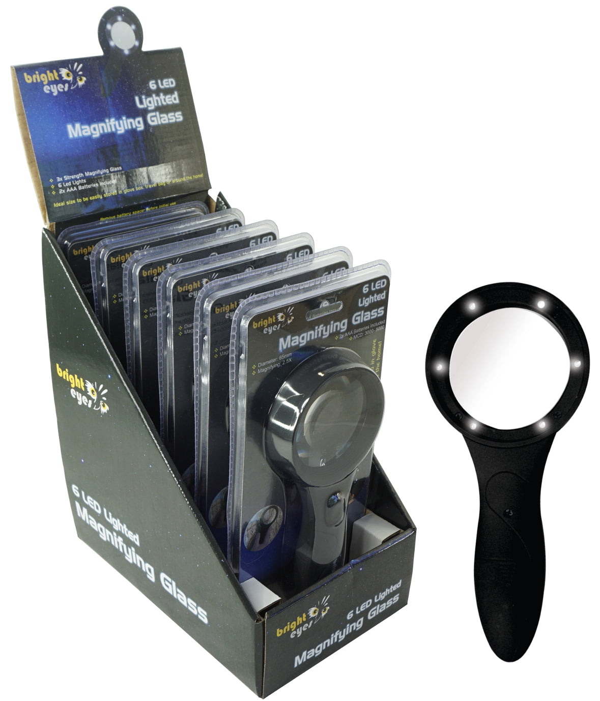 65mm Glass Magnifier with LED Lights 14506 by Bright Eyes