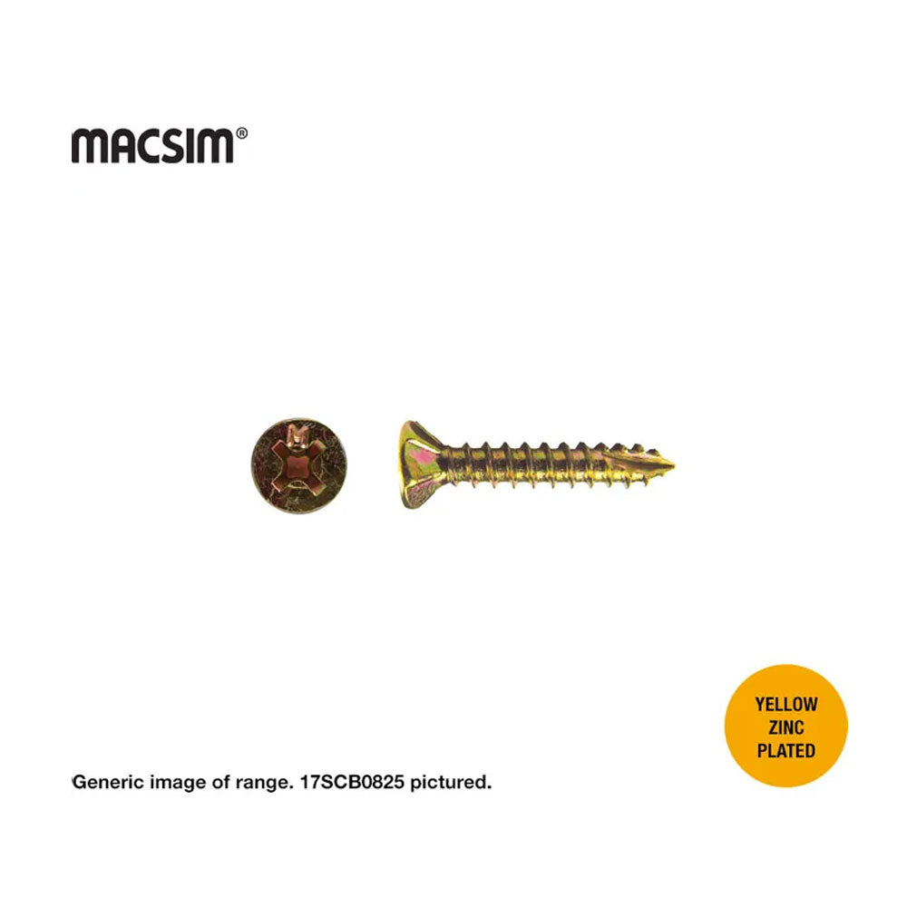 100Pce General Purpose Screw Timber Type 17 Countersunk Zinc Plated 17SCT10 by Macsim