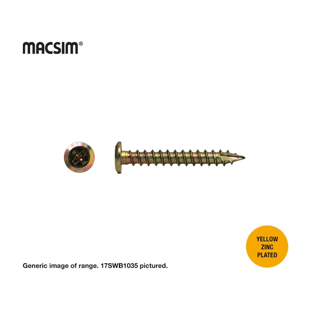 100Pce Hang Sell Pack of Type 17 Wafer Head 10G x 45mm Zinc Plated General Purpose Timber Screws 17SWT1045 by Macsim