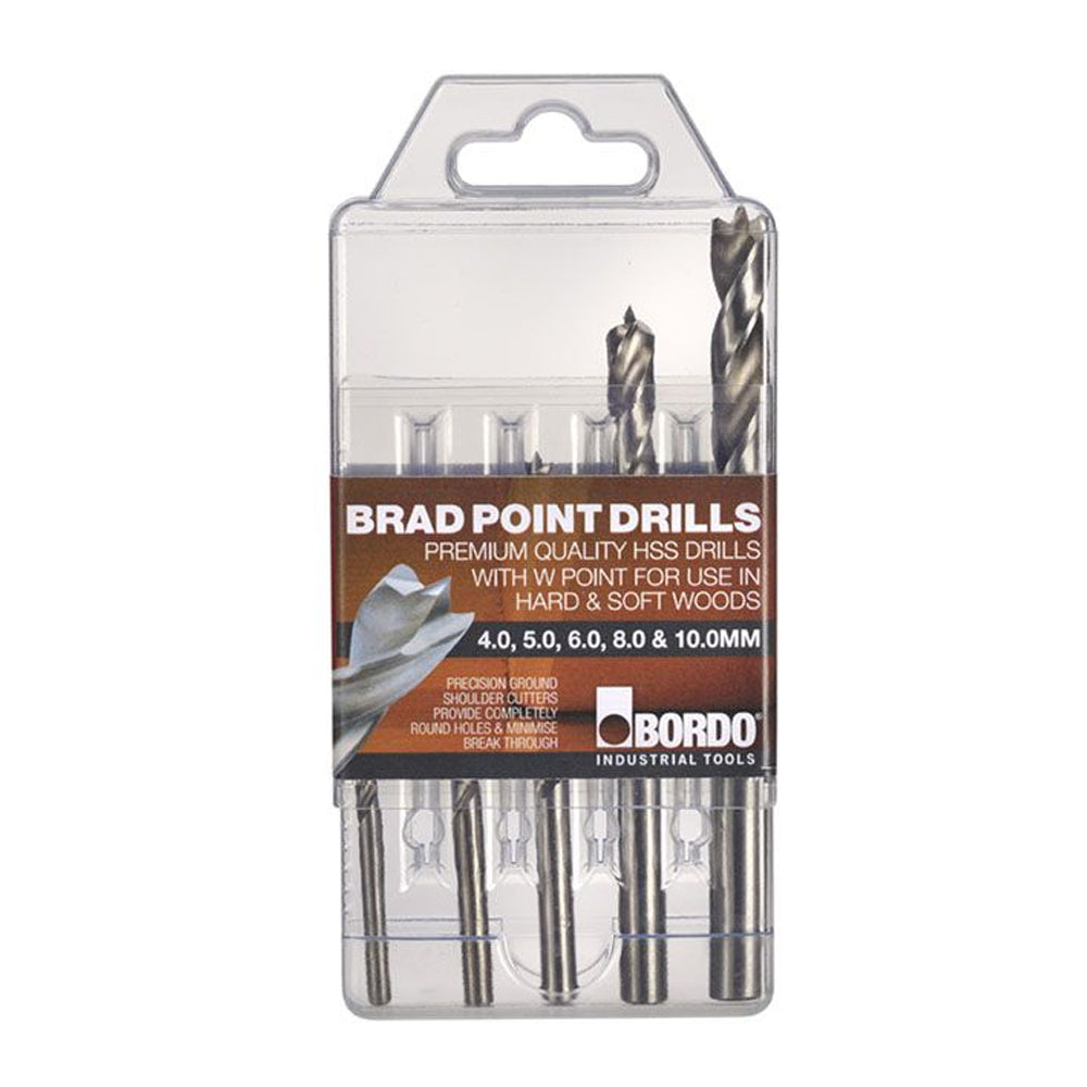Brad Point HSS Drill Bit Set (5Pce) 2666-S1 by Bordo
