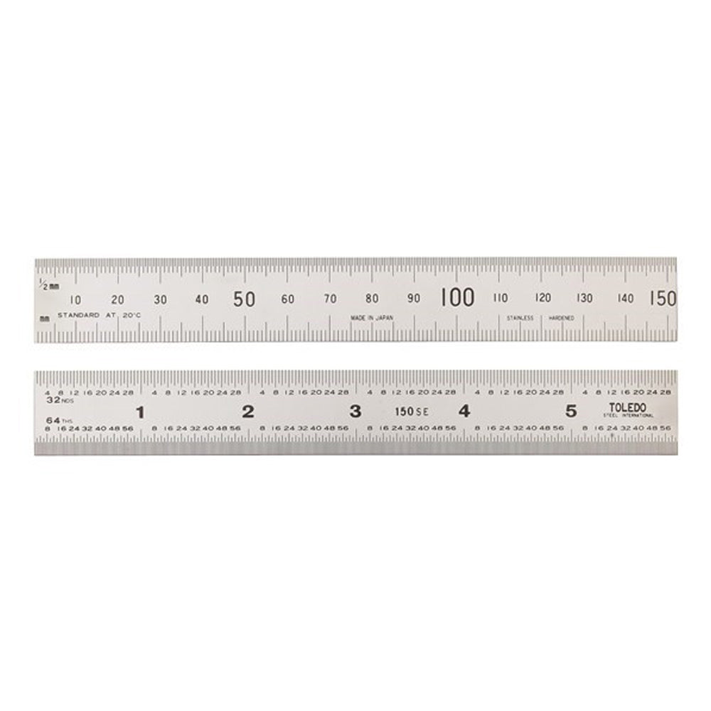 Stainless Steel Double Sided Metric & Imperial Ruler (Graduations on U