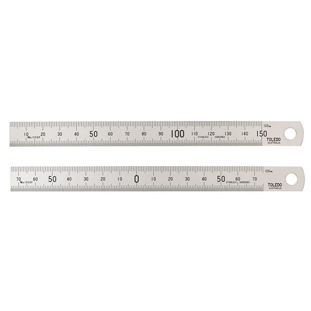 Toledo Stainless Steel Double Sided Metric Ruler (Graduations on Upper