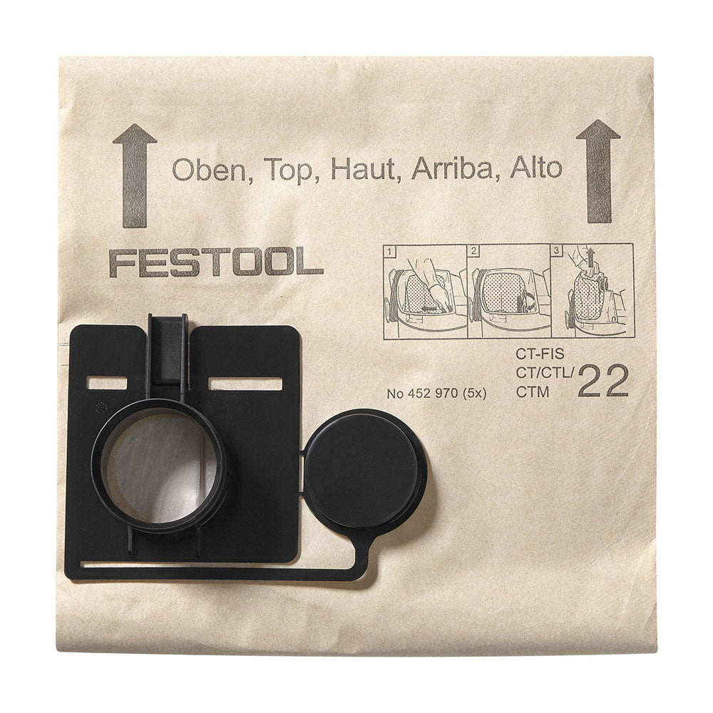 5Pce Replacement Filter Bags suit CT 55 452973 by Festool