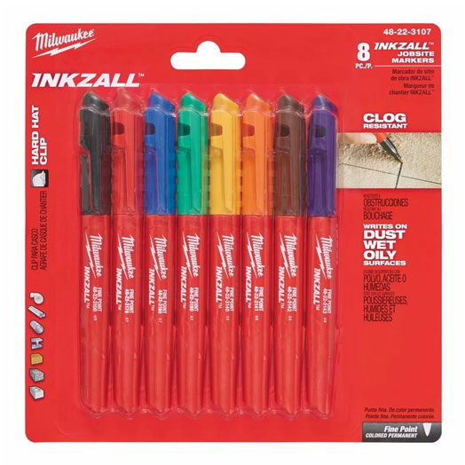 8Pce Coloured Fine Point Inkzall Markers 48223107 by Milwaukee
