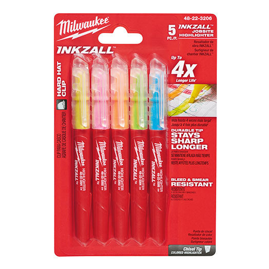 5Pce Colour Inkzall Highlighters 48223206 by Milwaukee