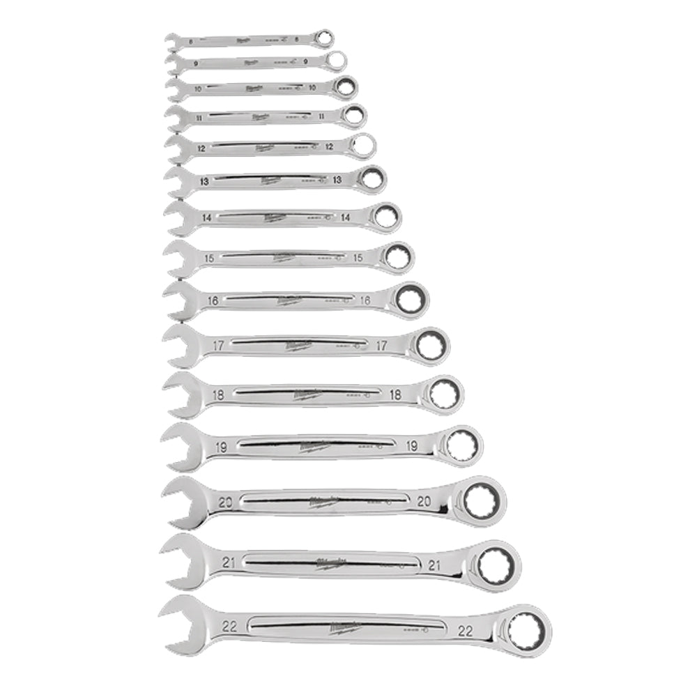 15Pce Metric Ratcheting Combination Wrench Set 48229516 by Milwaukee