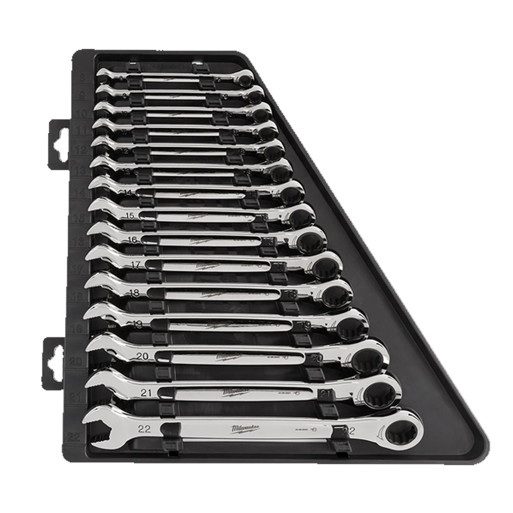 15Pce Metric Ratcheting Combination Wrench Set 48229516 by Milwaukee