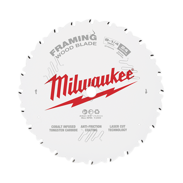 210mm (8-1/4") x 30mm x 24T Circular Saw Blade suit Ripping / Framing (In Hang Sell Pack) 48408820 by Milwaukee