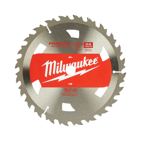 184mm (7-1/4") x 20mm x 24T Circular Saw Blade suit Framing 48418710 by Milwaukee