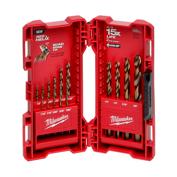 15Pce Red Helix Cobalt Imperial Drill Bit Kit 48892340 by Milwaukee