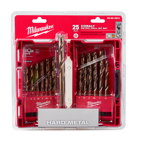 25Pce Red Helix Cobalt Drill Bit Kit 48892531 by Milwaukee