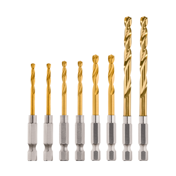 8 Pack SHOCKWAVE™ Red Helix Titanium Drill Bit Rivet Size Set 48894868 by Milwaukee