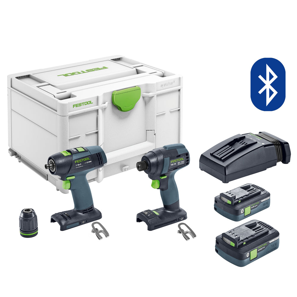 TID/T 18 18V 2 Piece Impact Driver and 2 Speed Drill Driver Bluetooth 4.0Ah Set in Systainer 577246 by Festool