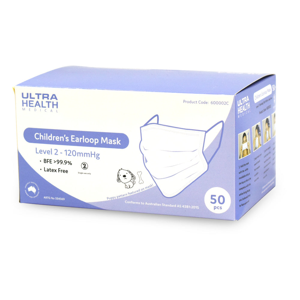 Bulk 5 x 50Pce Children's / Kids Earloop Face Mask by Ultra Health