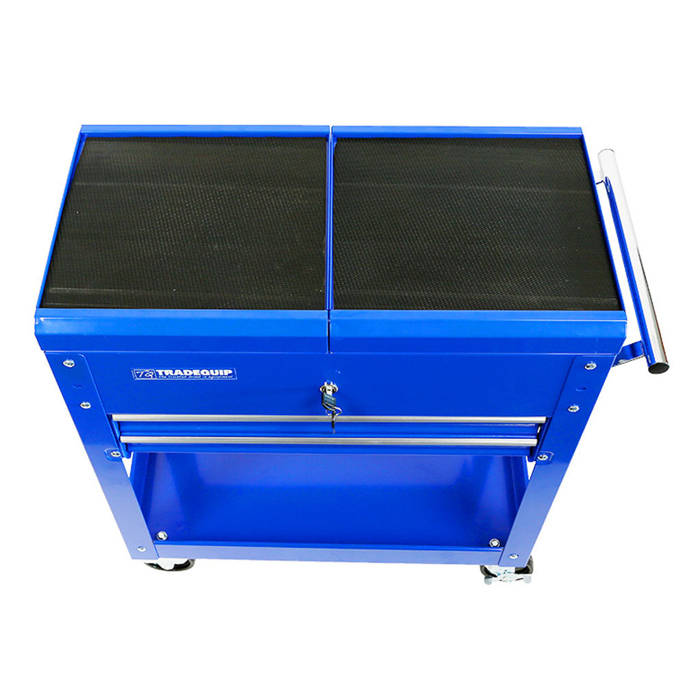 2 Drawer Tier Tool Cart Trolley with Lockable Sliding Top 6019T by Tradequip