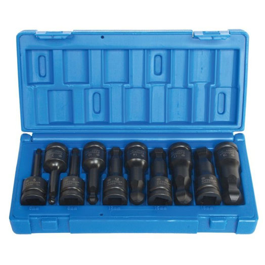 10Pce 1/2" Drive In Hex Metric Ball End Impact Socket Set 6482N1001 By Action