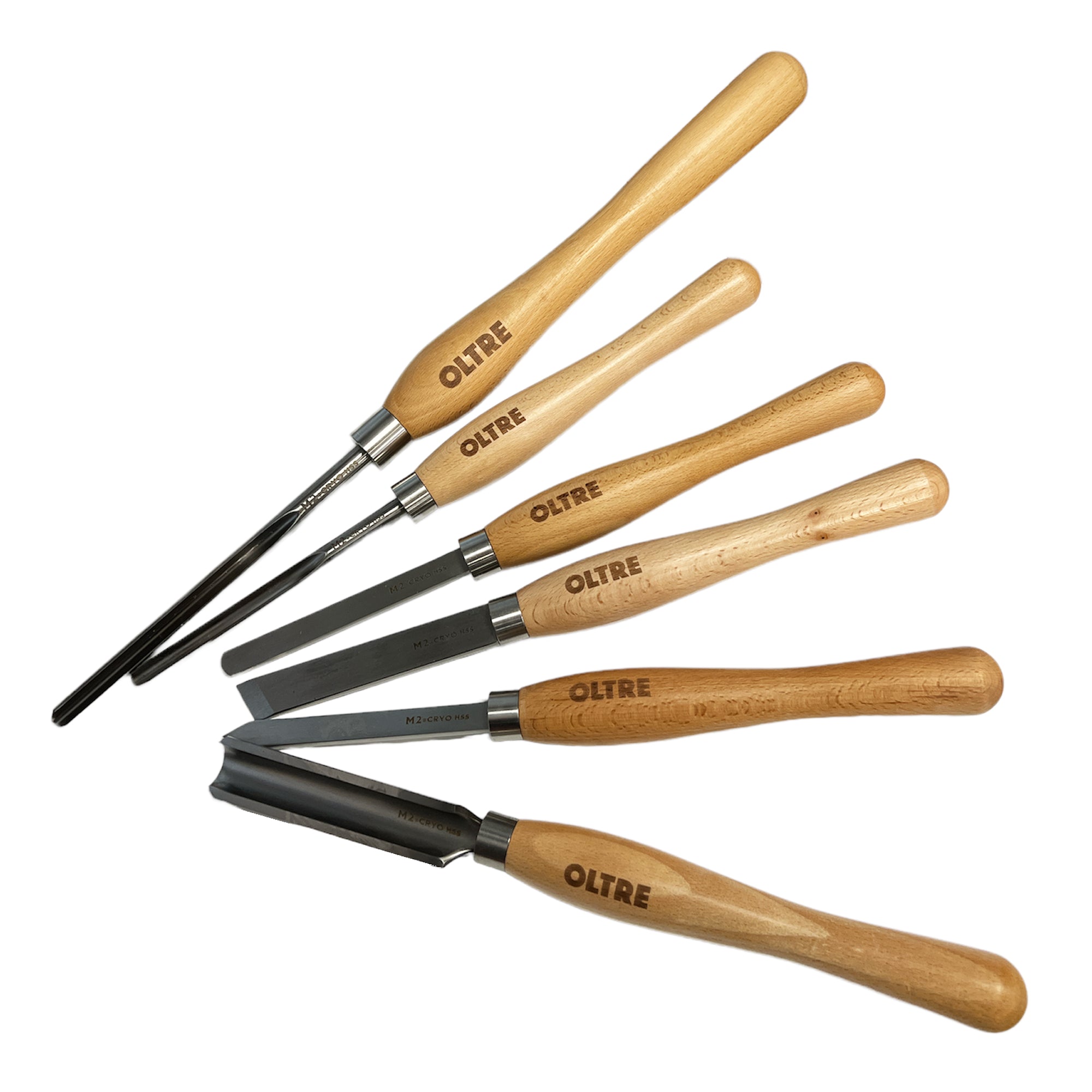 6Pce Woodturning Chisel Tool M2 CRYO HSS (5 Small + 1 Medium Turning Tool) Set by Oltre